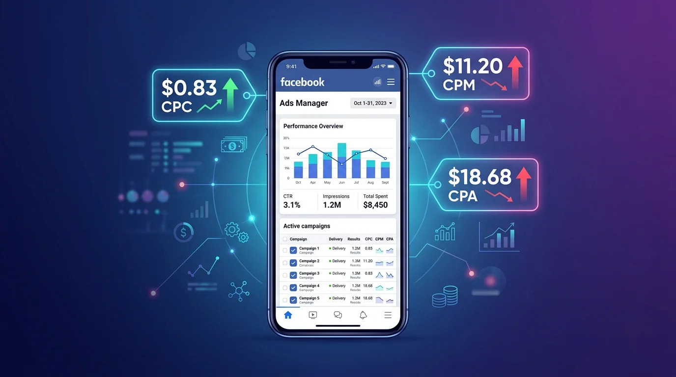 Facebook Ads Cost in 2026: CPC, CPM & ROI Guide