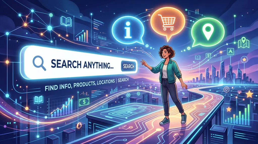 Different types of search intent including informational, transactional, and local queries.