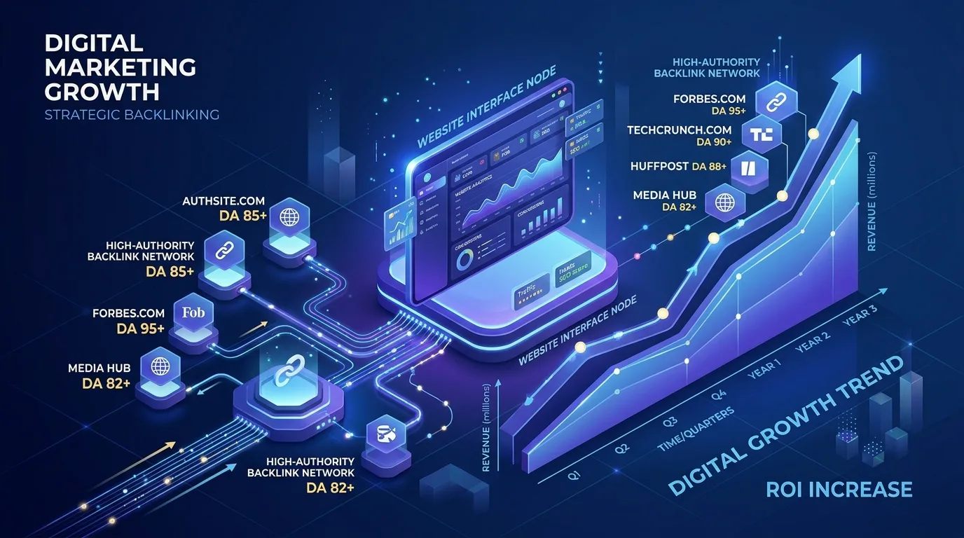 Illustration representing link building cost breakdown and search engine authority growth
