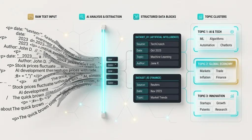 Infographic displaying the search engine indexing process from raw text to structured data