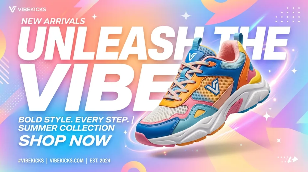E-commerce product banner featuring an isolated object on a colorful design layout