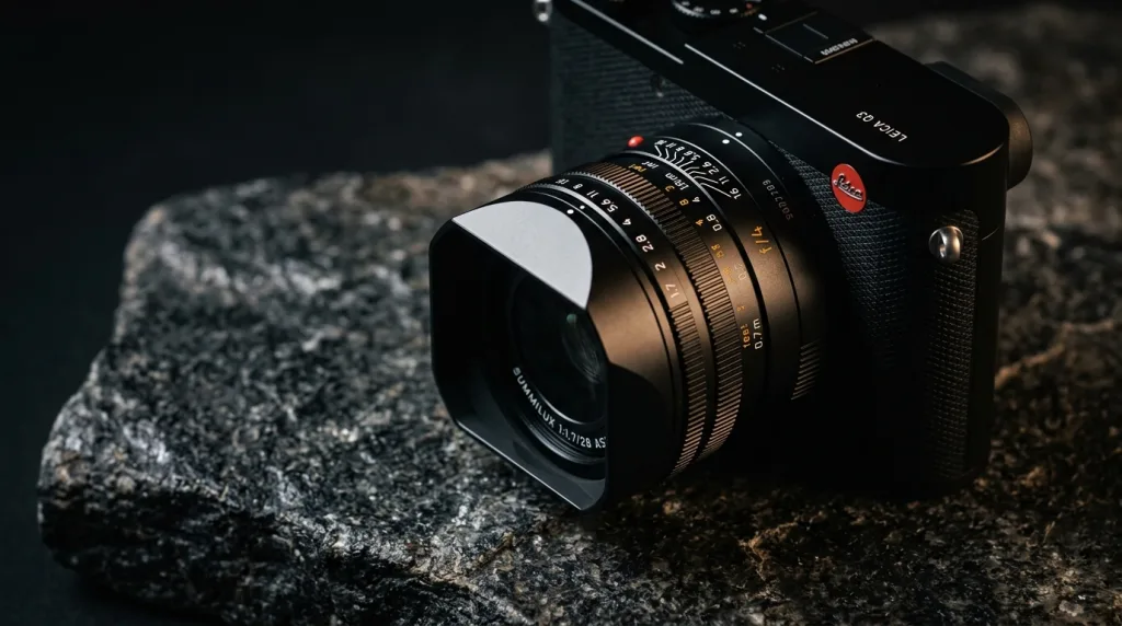 Leica Q3 premium full-frame compact camera with Summilux lens close-up