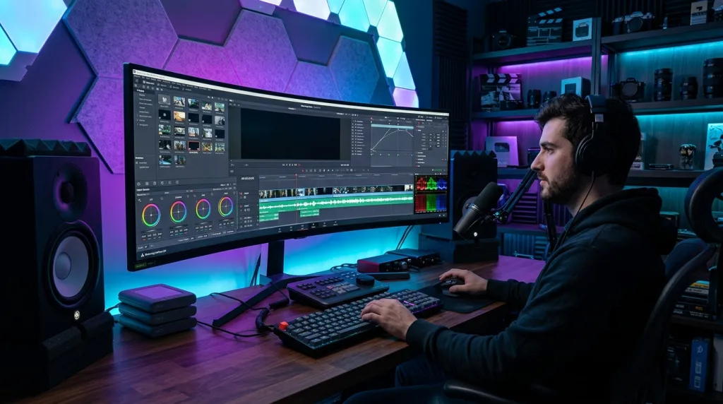 Professional multi-track video editing timeline for high quality photo slideshow creation.