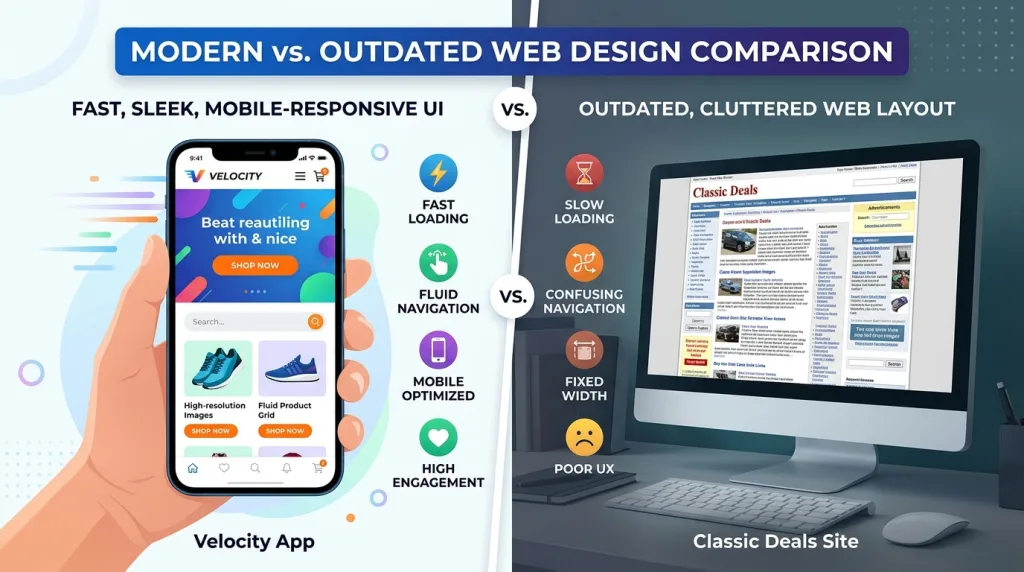 Responsive mobile UI UX web design optimized for search engine rankings
