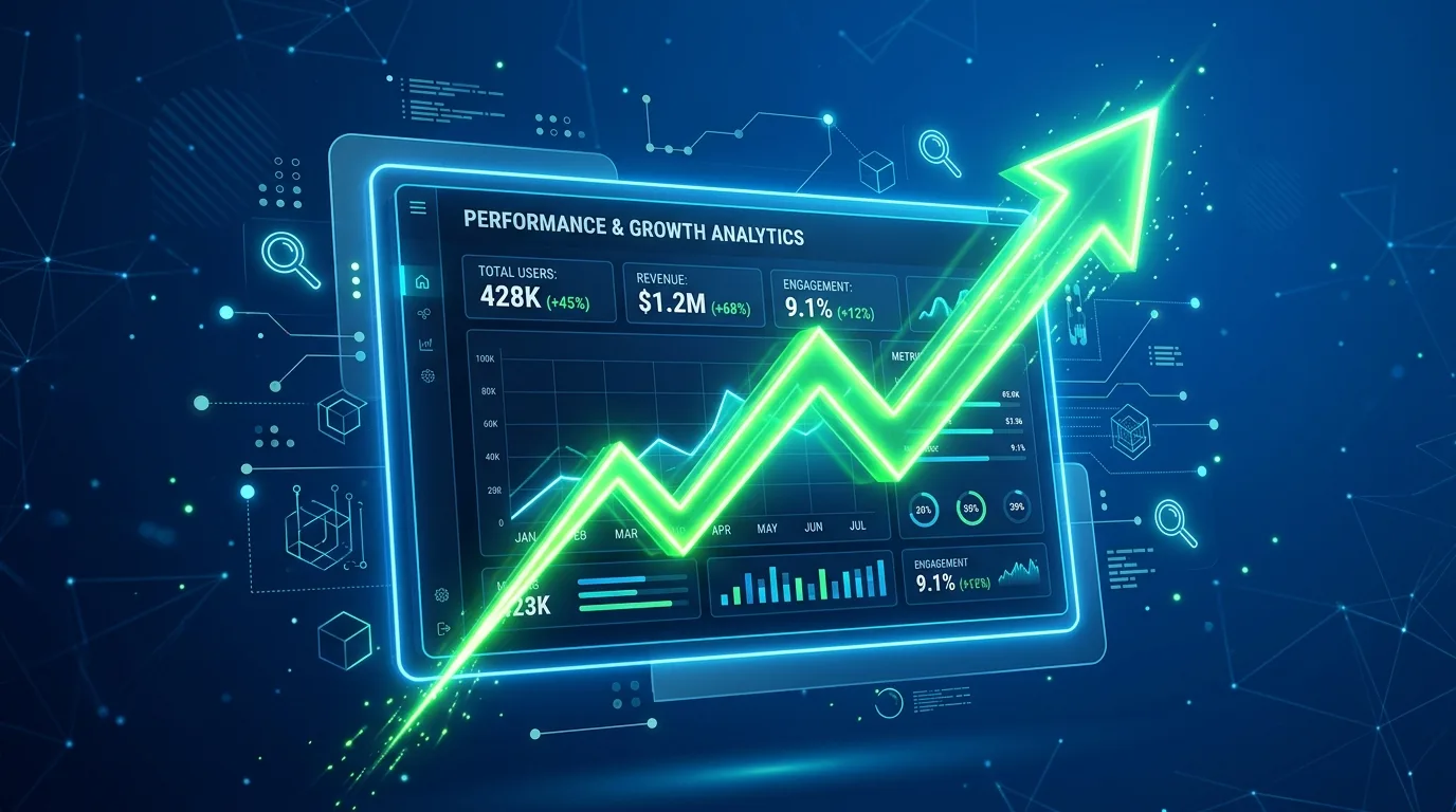 Dashboard showing upward trend in free organic website traffic