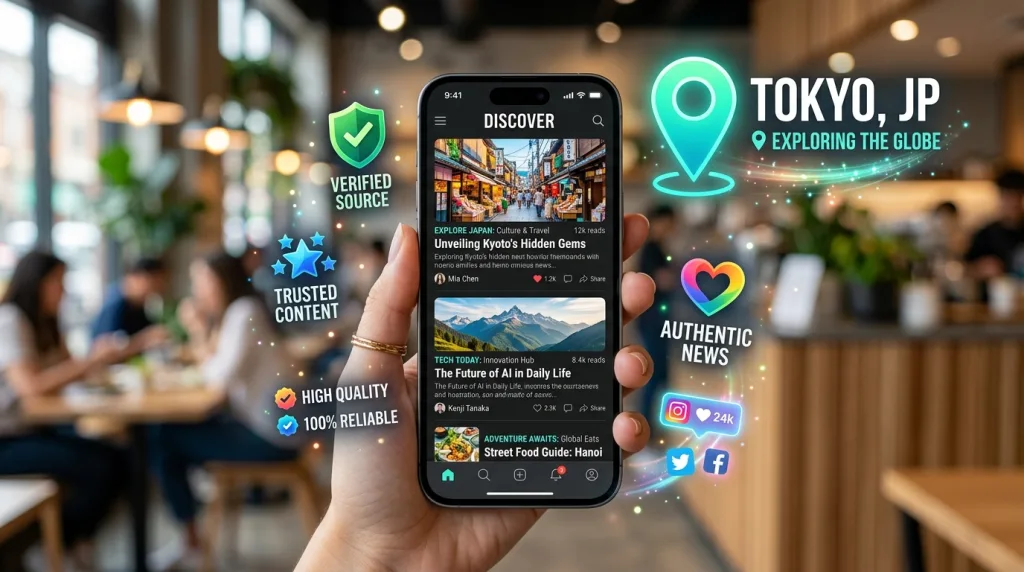 Smartphone displaying an optimized Google Discover feed with high-quality images.