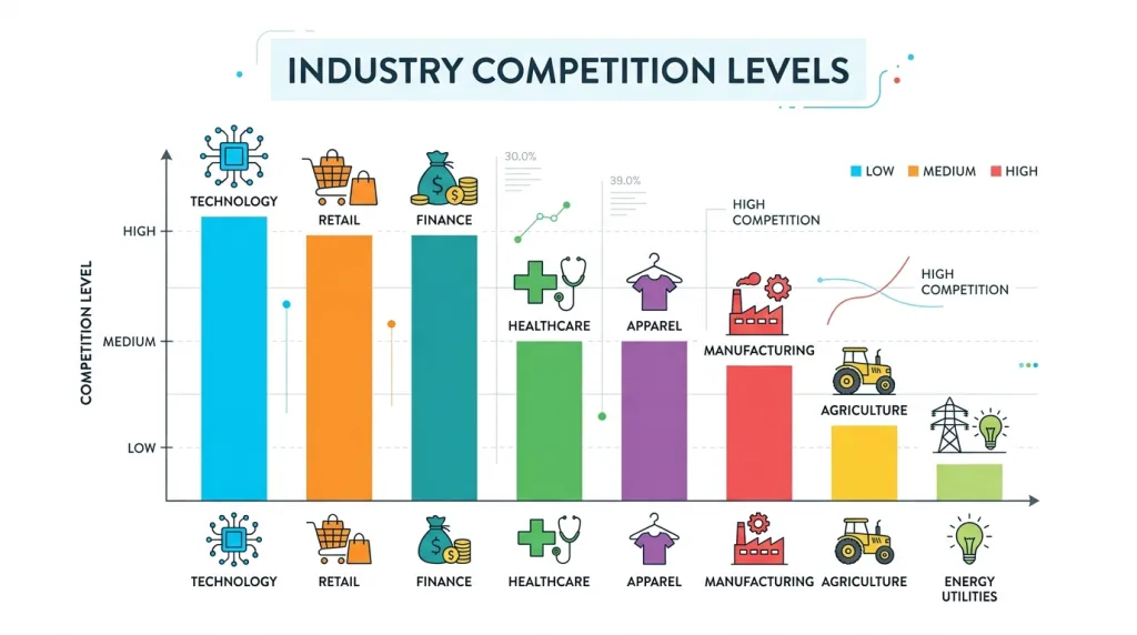 Bar chart comparing backlink competition levels across different industries.