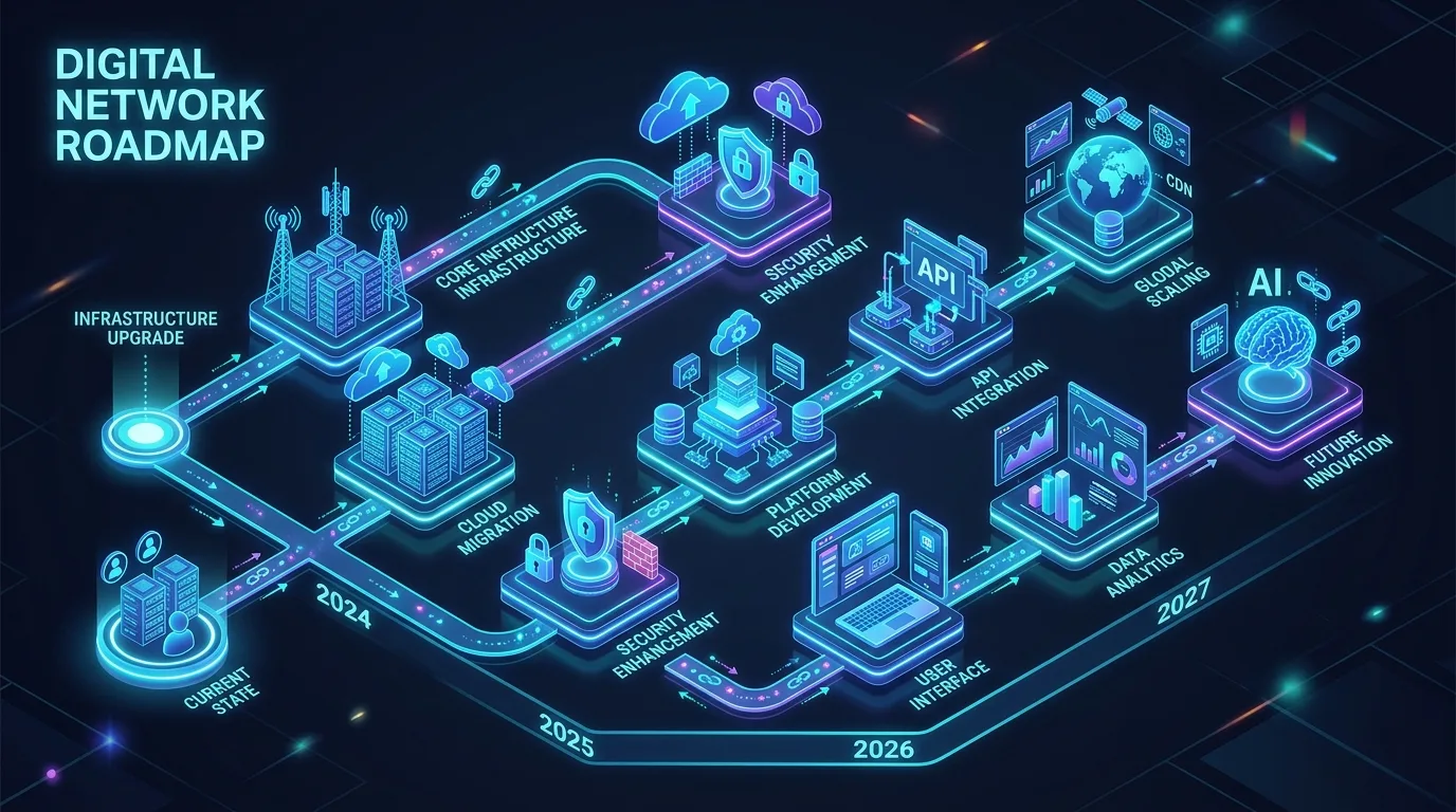 A digital roadmap representing a backlink search connecting web domains.