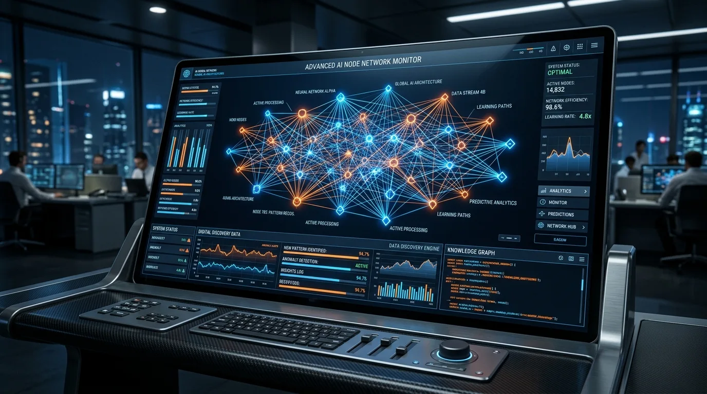 Abstract representation of AI digital discovery networks and top visibility agencies in 2026.