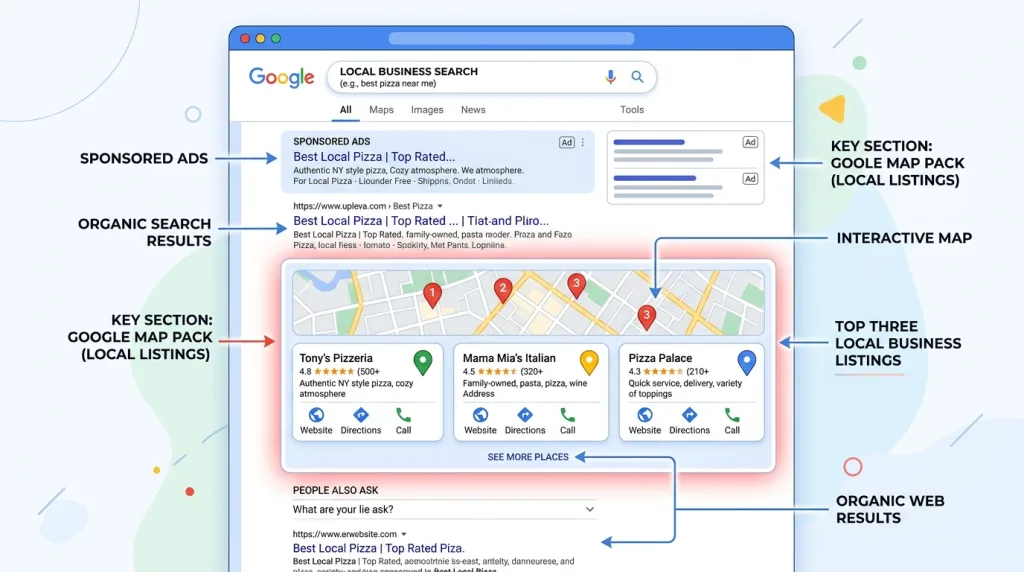 Google Local Pack search results breakdown